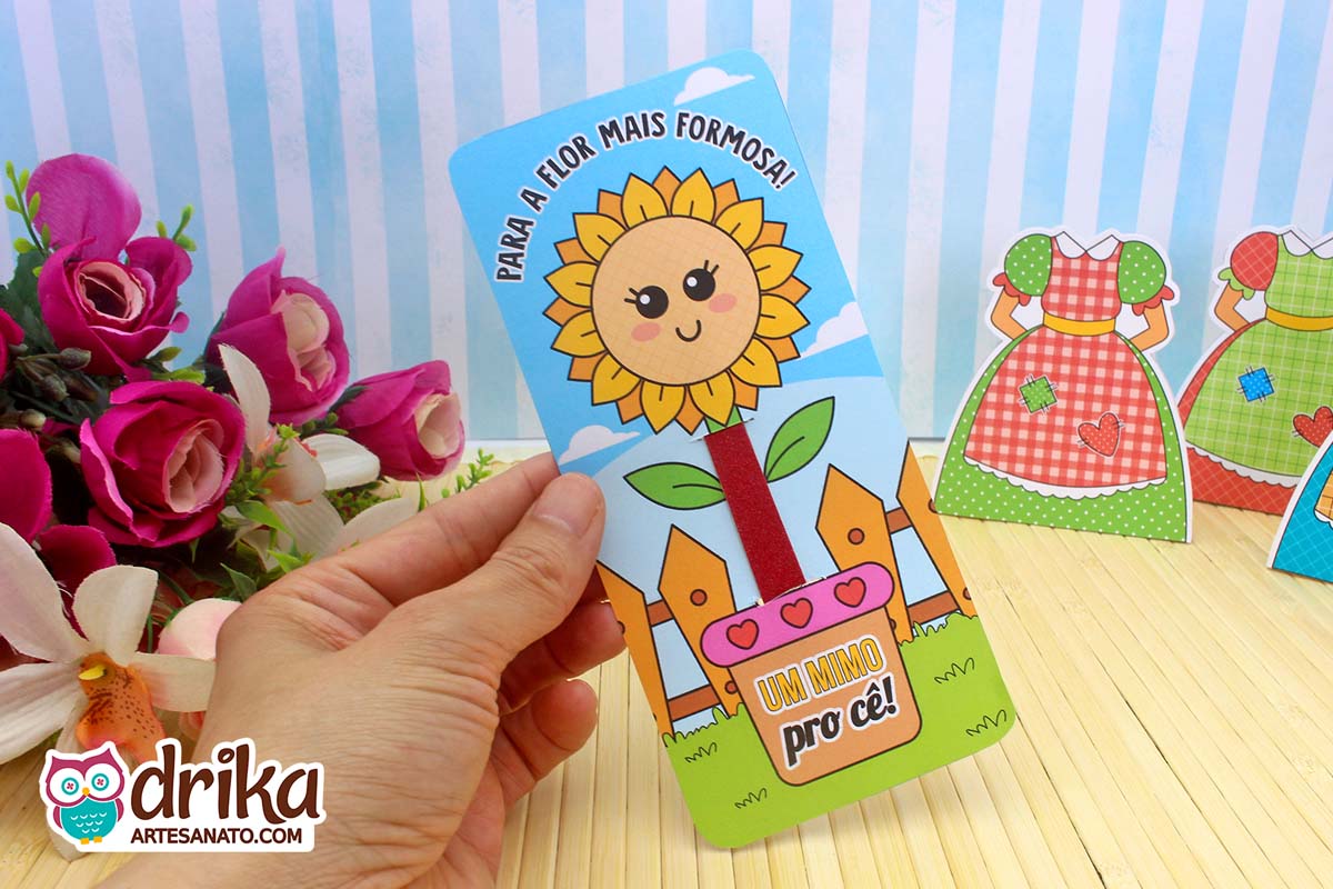 Cartão Porta Lixa de Unha com Flor