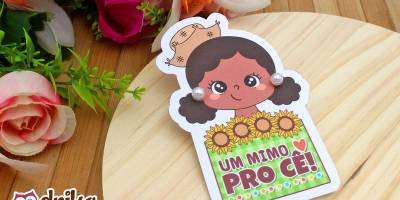 Lembrancinha de Festa Junina: Cartão Pérola Menina Caipira